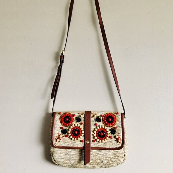 TOMMY BAHAMA Santa Barbara Beaded Straw Crossbody Clutch - Picture 2 of 11